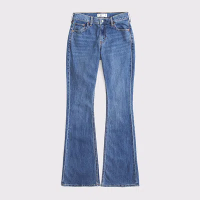 Abercrombie & Fitch Curve Love Mid Rise Bootcut Cowboy Embroidered Jean In Blue