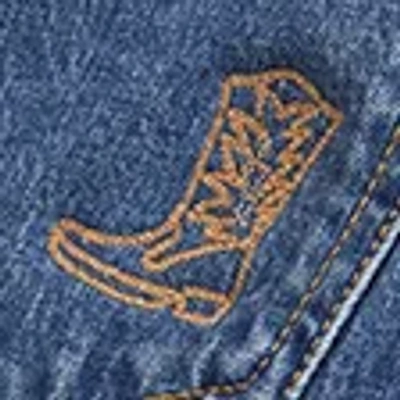 Abercrombie & Fitch Mid Rise Bootcut Cowboy Embroidered Jean In Blue