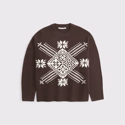 Abercrombie & Fitch Dad Fairisle Crew Sweater In Brown