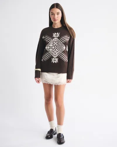 Abercrombie & Fitch Dad Fairisle Crew Sweater In Brown