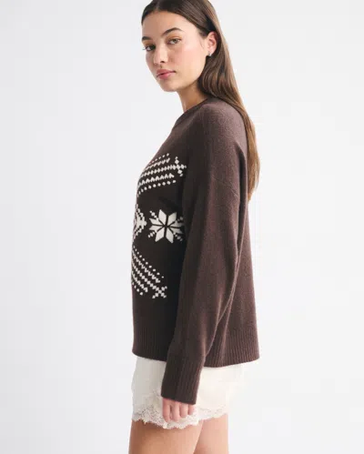 Abercrombie & Fitch Dad Fairisle Crew Sweater In Brown