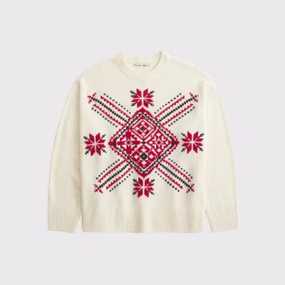 Abercrombie & Fitch Dad Fairisle Crew Sweater In Brown