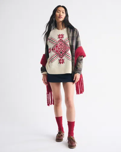 Abercrombie & Fitch Dad Fairisle Crew Sweater In Brown