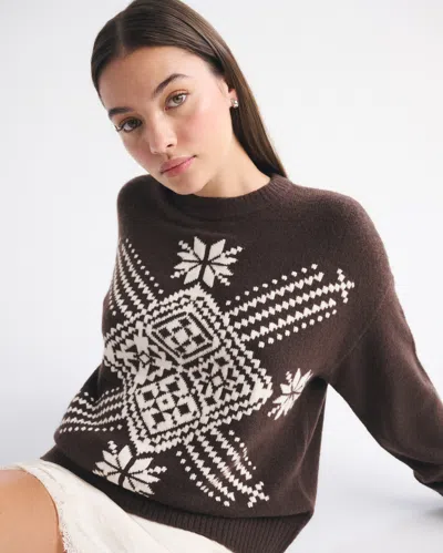 Abercrombie & Fitch Dad Fairisle Crew Sweater In Brown