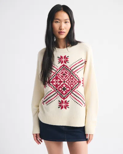 Abercrombie & Fitch Dad Fairisle Crew Sweater In Brown