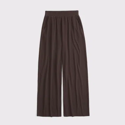 Abercrombie & Fitch Lounge Brushed Wide Leg Sweatpant In Brown