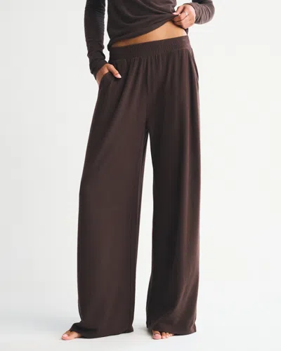 Abercrombie & Fitch Lounge Brushed Wide Leg Sweatpant In Brown