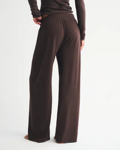 Abercrombie & Fitch Lounge Brushed Wide Leg Sweatpant In Brown