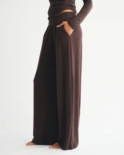 Abercrombie & Fitch Lounge Brushed Wide Leg Sweatpant In Brown