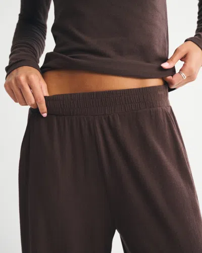 Abercrombie & Fitch Lounge Brushed Wide Leg Sweatpant In Brown