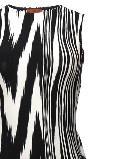 Missoni Black And White Abstract Print Sleeveless Bodysuit In Multicolor