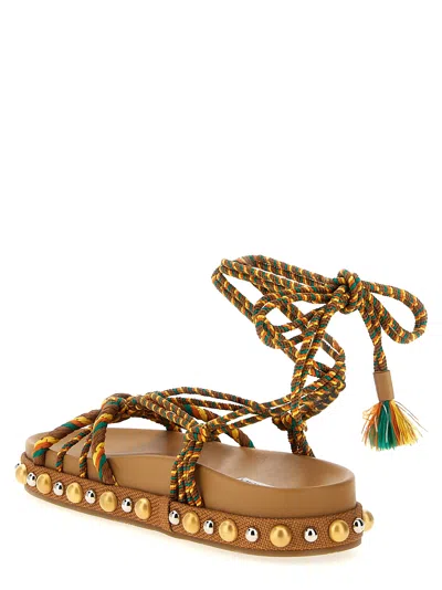 Aquazzura Exotic Rope Tassel Sandals In Multicolor