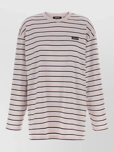 Rotate Birger Christensen Long Sleeve Crew Neck Striped Top In Multi