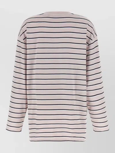 Rotate Birger Christensen Long Sleeve Crew Neck Striped Top In Multi