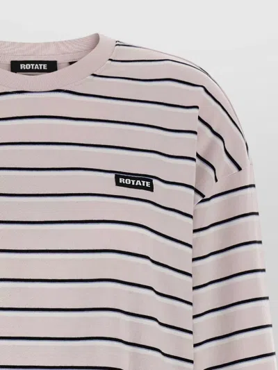 Rotate Birger Christensen Long Sleeve Crew Neck Striped Top In Multi