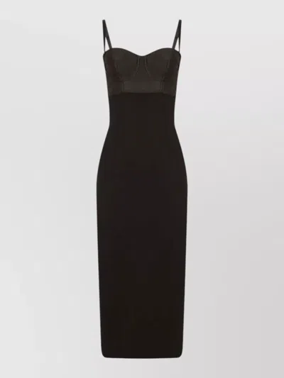 Dolce & Gabbana Midi Dress Bustier Neckline Spaghetti Straps In Black