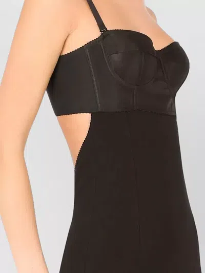 Dolce & Gabbana Midi Dress Bustier Neckline Spaghetti Straps In Black