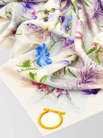 Ferragamo Gaia Scarf Floral Pattern Lightweight Square In Multi
