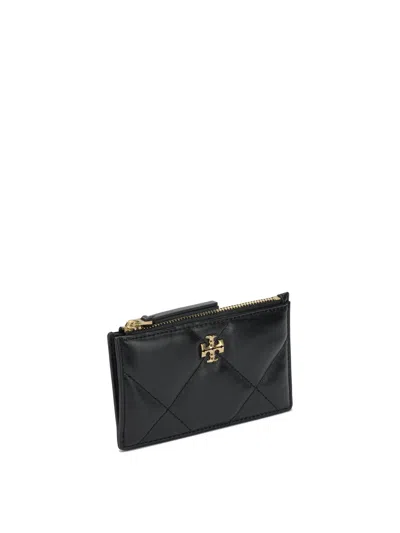 Tory Burch Kira Diamond Quilt Zip Cardholder In Black