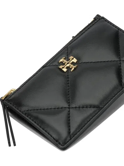 Tory Burch Kira Diamond Quilt Zip Cardholder In Black