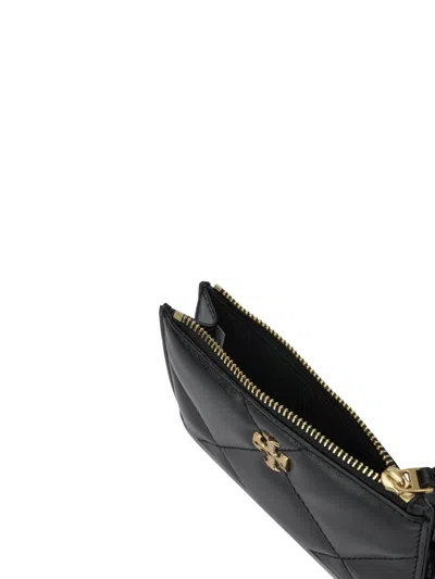 Tory Burch Kira Diamond Quilt Zip Cardholder In Black