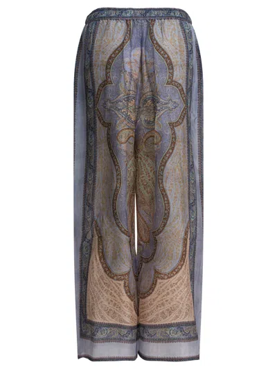 Zimmermann Wanderlust Multicolor Pants With Elastic Drawstring Waist And All-.over Print In Silk Woman