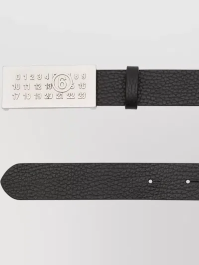 Mm6 Maison Margiela Numeric Belt Adjustable Texture Engraved Detail In Black