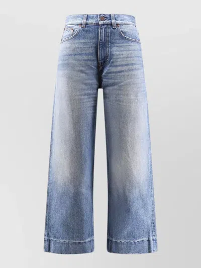 Chloé Wide Leg Denim Jeans Five Pocket In Blue