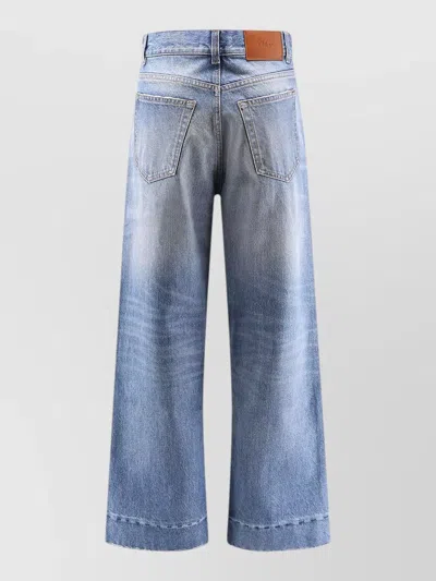Chloé Wide Leg Denim Jeans Five Pocket In Blue