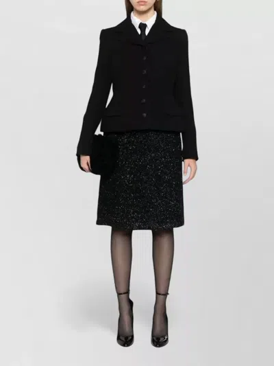 Dolce & Gabbana Wool Crepe Blazer Fitted Silhouette Epaulettes In Black