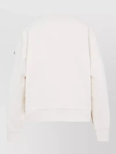 Moncler Crew Neck Sweatshirt Long Sleeves Ribbed Trims In Multi