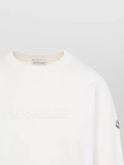 Moncler Crew Neck Sweatshirt Long Sleeves Ribbed Trims In Multi