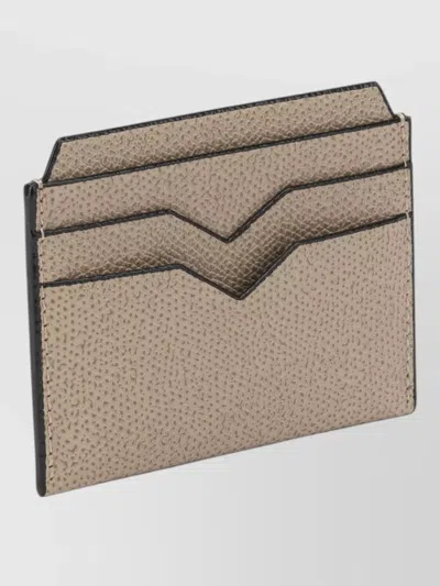 Valextra Four Card Holder Compact Design Stitching In Brown