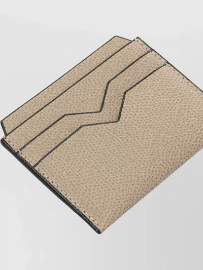 Valextra Four Card Holder Compact Design Stitching In Brown