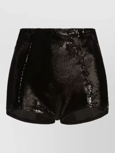 Dolce & Gabbana High Waist Sequin Shorts Silk Blend In Animal Print