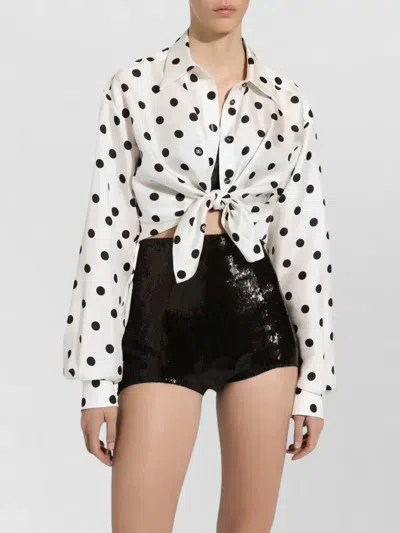 Dolce & Gabbana High Waist Sequin Shorts Silk Blend In Animal Print