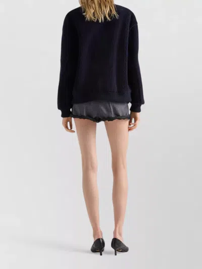 Prada Short Coat High Collar Front Pockets Ribbed Cuffs In Animal Print