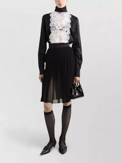 Dolce & Gabbana Lace Panel Blouse High Neck Long Sleeves In Multi