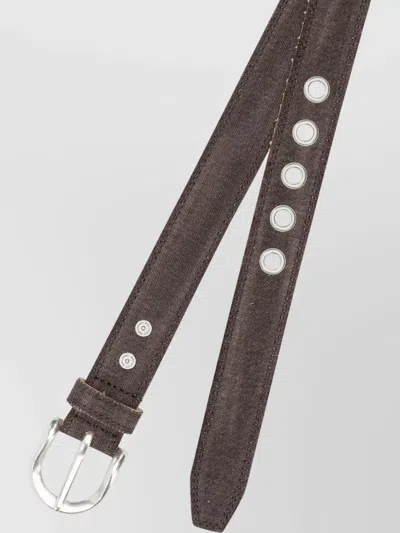 Our Legacy Denim Leather Belt Adjustable Length Eyelets In Brown
