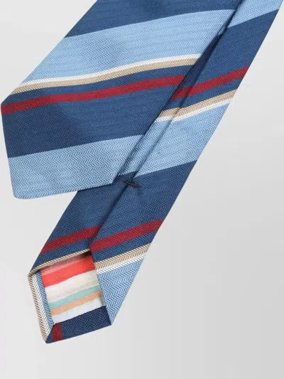 Paul Smith Horizontal Stripe Tie Regular Width Design In Blue