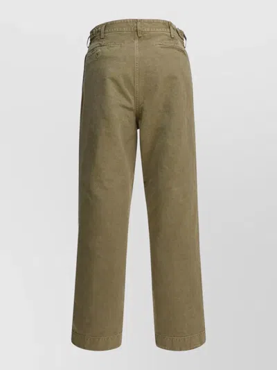 Auralee Chino Trousers Pleated Front Belt Loops Pockets In Neutral