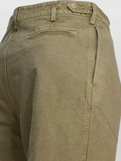 Auralee Chino Trousers Pleated Front Belt Loops Pockets In Neutral