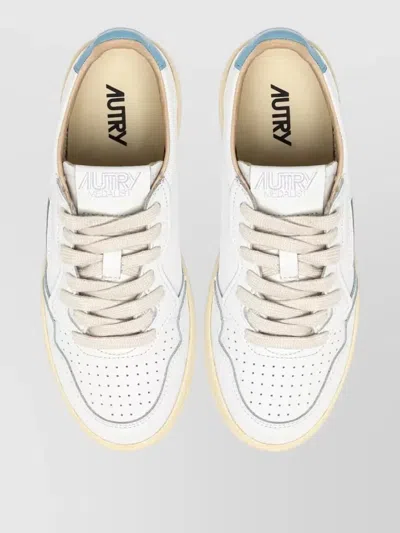Autry Medalist Low Sneakers In White And Light Blue Leather In Multi