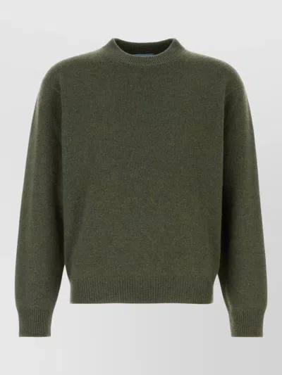 Prada Cashmere Crew Neck Sweater Long Sleeves In Green