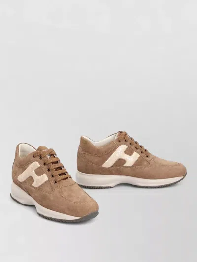 Hogan Interactive Suede Sneakers Round Toe Rubber Sole In Multi