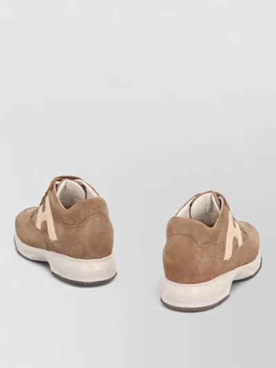 Hogan Interactive Suede Sneakers Round Toe Rubber Sole In Multi