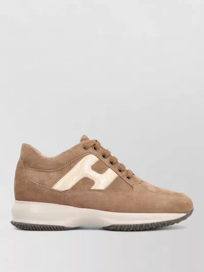 Hogan Interactive Suede Sneakers Round Toe Rubber Sole In Multi