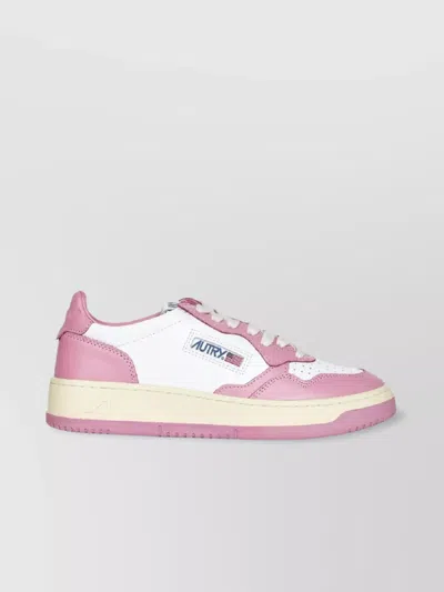 Autry Medalist Low Sneakers Bicolor In White And Polignac Leather In Multi