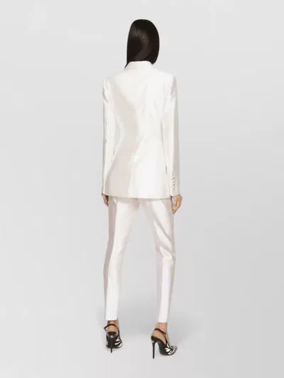 Dolce & Gabbana Double Breasted Blazer Structured Shoulders Silk In White