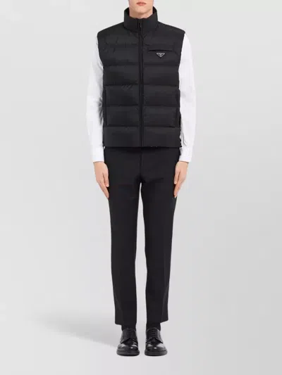 Prada High Collar Sleeveless Padded Jacket Couture In Black